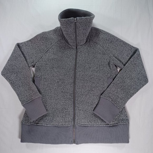 Woolrich Women's Size Medium Full Zip Fleece Jacket Coat Gray Collared Soft - Picture 3 of 11
